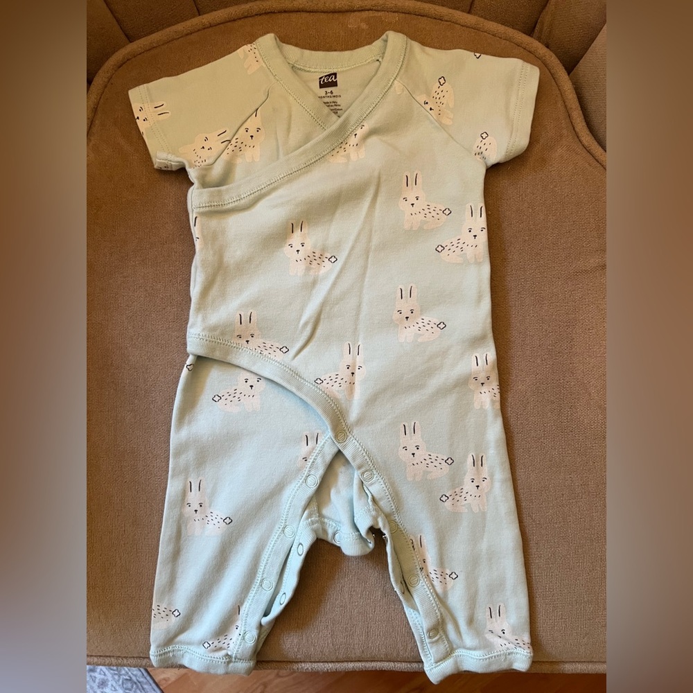 Tea Collection romper with bunny print